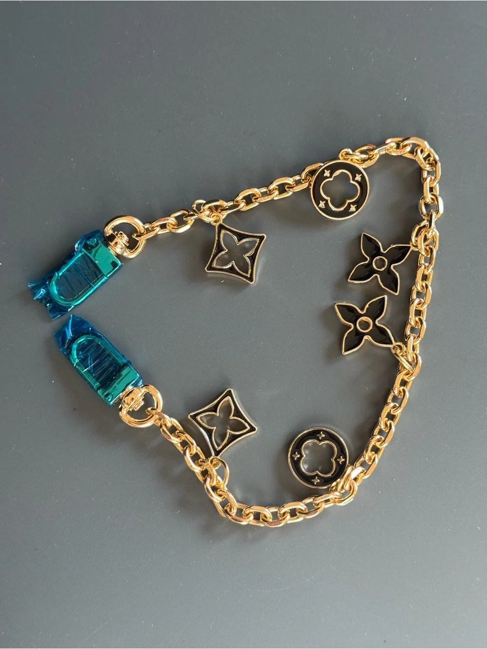 Gold-Tone Black Clover Charm Bag Strap Extender Bag Charm NIP